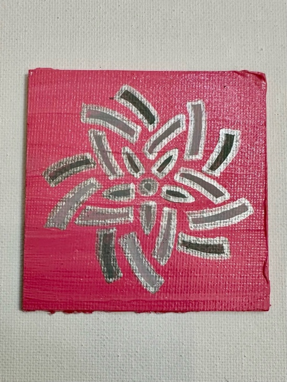 Pink & Silver Abstract Mandala Canvas Magnet
